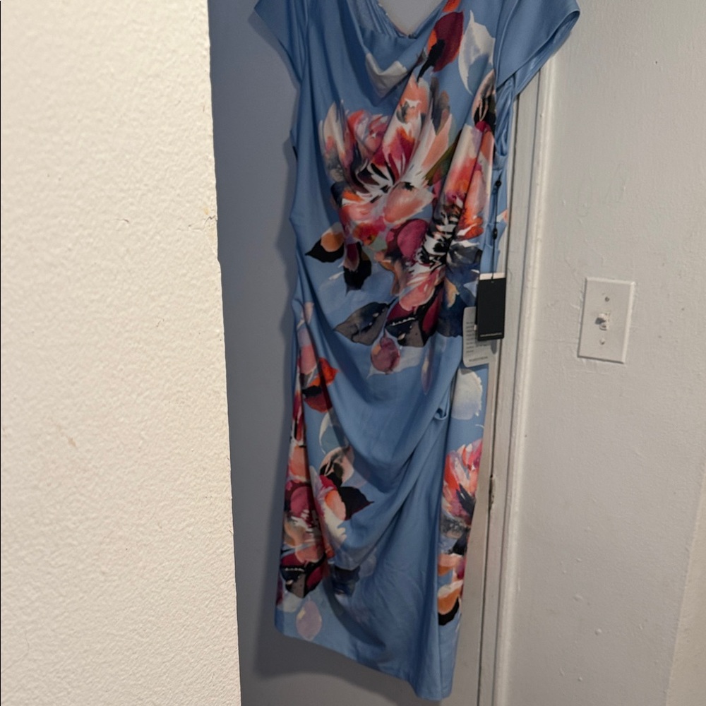 Adrianna Papell Blue Floral Dress
